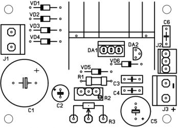 Printed circuit board LM317 adjustable stabilizer