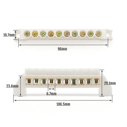 Нулевая шина insulator has 10 holes, white