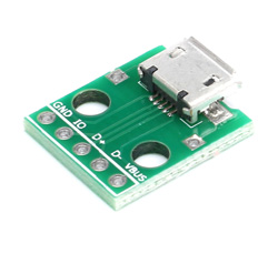 Printed board with connector microUSB type B 5p to DIP 2.54mm