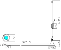 Антена GSM 900/1800MHZ SMA Male L=197mm 5dbi 3m кабель