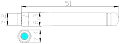 Антенна 2.4G SMA Male Прямая L=51mm 1-3dBi