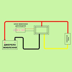 Модуль Ампервольтметр 0-200V 20A червоний-синій 4 символи