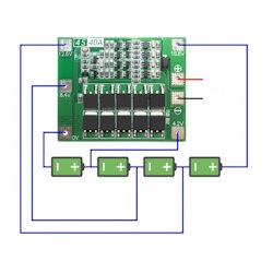 Модуль захисту BMS літій-іонного акумулятора 4S 40А