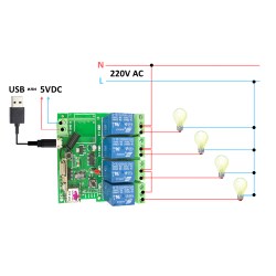  WIFI relay 4 channels SONOFF,+remote control. v2