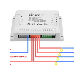 WIFI реле 4 канали 10a, в корпусі Sonoff 4ch