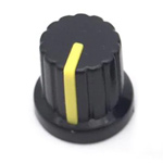 Handle on axle 6mm Star<gtran/> AG09 15x15 Black with yellow pointer<gtran/>