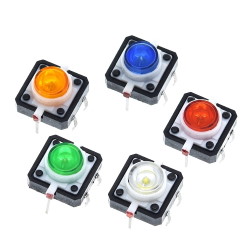 Tack switch TACT 12x12-7.3 Green LED