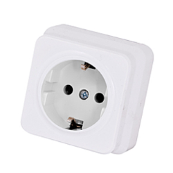 Socket 1, invoice, with grounding, white [16A, 250V]