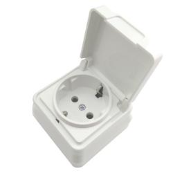 Socket  invoice with grounding, cover, white [16A, 250V]