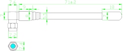 Антена RF433 RP-SMA Male Кутова L=80mm 3dbi