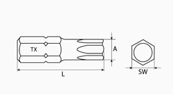 TORX star bit  T20 length 25mm