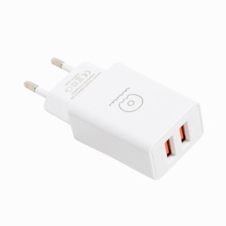 Зарядне USB T55 5V, 3.1A, 2xUSB A 15W+кабель Type-C