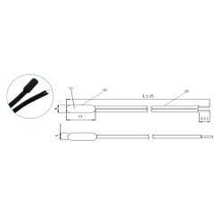 temperature sensor NTC 10K 1% B3950 plastic, cable 1 m.