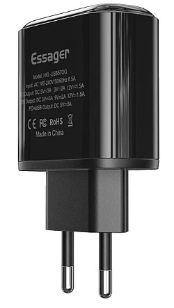 USB charger QC3.0 Quick Charge PD 2xUSB with display black