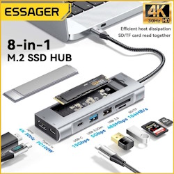 USB HUB Type-C HDMI+USB3.2 Gen2+USB2.0+100W+SD/TF+10Gbps M.2 NVME