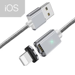 Кабель магнітний USB Apple Lightning 1м серебр текстильн. обплетення