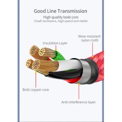 Magnetic cable USB2.0 AM/B micro-USB 1m silver textile. braid