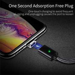 Magnetic cable USB2.0 AM/B micro-USB 1m black textile braid