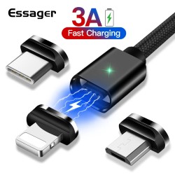 Кабель магнитный USB2.0 AM/Type-C 1м сереб. текстильн. оплетка