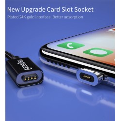 Кабель магнітний USB Apple Lightning 1м серебр текстильн. обплетення