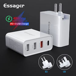 USB charger QC3.0 PD3.0 2xUSB-A 48W white