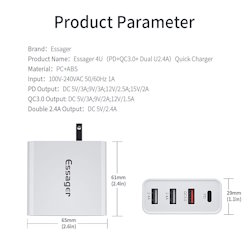 USB charger QC3.0 PD3.0 2xUSB-A 48W white