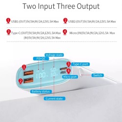 PowerBank 20000 mAh QC3.0 PD Fast Charge white