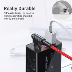 Кабель USB 2.0 AM/ Type-C 1м чорний кутовий двосторонній