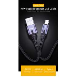 Cable USB 2.0 AM/Type-C 0.5m Backlit Gray