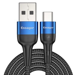 Кабель USB 2.0 AM/ Type-C 1м 5А в обплетенні синій