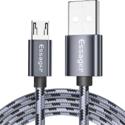 Кабель USB 2.0 AM/BM microUSB 1м 2.4А в обплетенні сірий