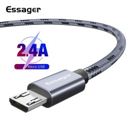 Кабель USB 2.0 AM/BM microUSB 1м 2.4А в обплетенні серебр.