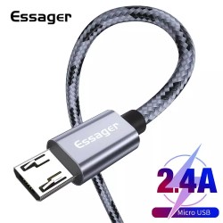 Кабель USB 2.0 AM/BM microUSB 1м 2.4А в обплетенні серебр.