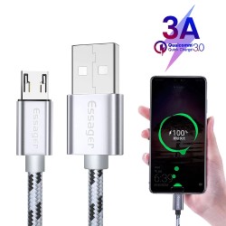 Кабель USB 2.0 AM/BM microUSB 1м 2.4А в обплетенні серебр.