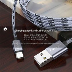 Кабель USB 2.0 AM/BM microUSB 1м 2.4А в обплетенні серебр.