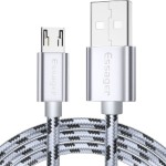 Кабель USB 2.0 AM/BM microUSB 1м 2.4А в обплетенні серебр.