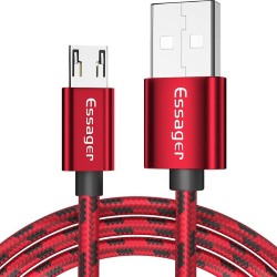 Cable USB 2.0 AM/BM microUSB 2m 2.4A braided red