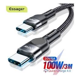 Кабель USB Type-C/ Type-C 2м 100W в обплетенні сірий