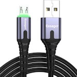 Кабель USB 2.0 AM/BM microUSB 0.5м з підсвічуванням сірий