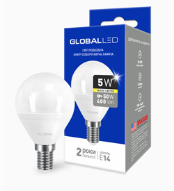 Лампа светодиодная GLOBAL LED G45 F 5W 3000K 220V E14 AP