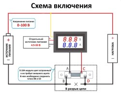 Модуль Ампервольтметр 0-100V 10A красный-синий