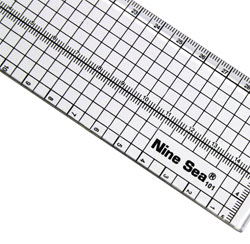 Plastic ruler Nine Sea 101 with metal piping, 30 cm