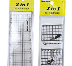 Plastic ruler Nine Sea 101 with metal piping, 30 cm