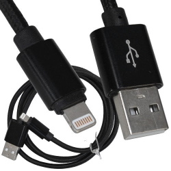 Кабель USB 2.0 AM/Apple Lightning 1.0м черн., диам. 4.5мм