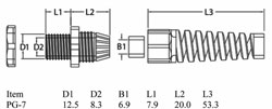 Sealed cable gland PG7 coiled Black