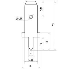 Клемма ножевая Вилка на плату 2.8*0.8mm тип1