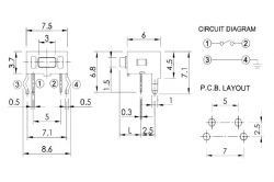 Tack switch TACT 6x3-4.3 corner