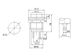 Кнопка DS-212 без фіксації OFF- (ON) жовта