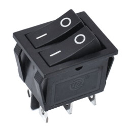 Переключатель клавишный KCD2-2102-2 двойной ON-ON, BLACK 6pin