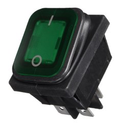 Переключатель клавишный KCD2-201N ON-OFF, GREEN 4pin IP65